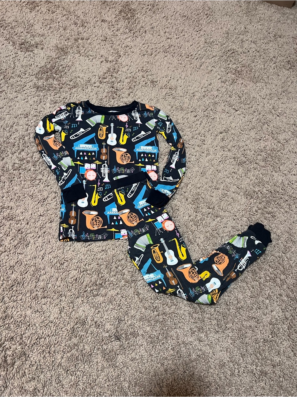 Little Sleepies Black Musical Instruments Pajama Set with Multicolor Prints